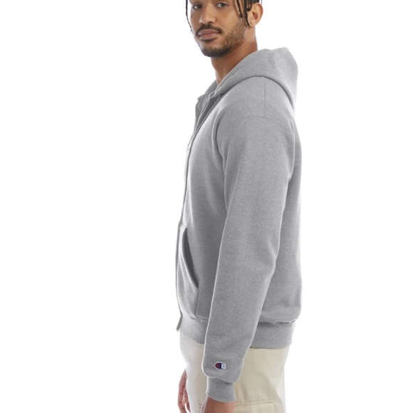 Champion Men's Gray Full Zip Hoodie - Small (Fits Medium), 50% Cotton - Picture 5 of 13
